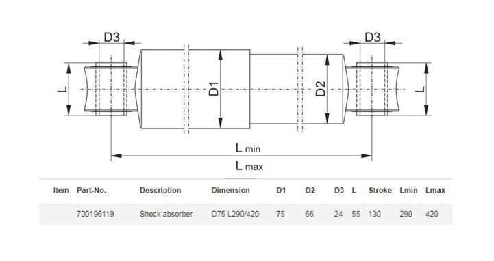 Амортизатор(*) GIGANT L=290/420