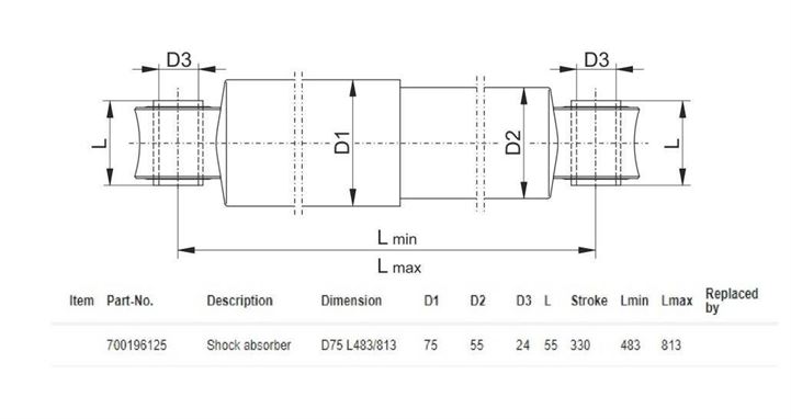 Амортизатор GIGANT L=483/813