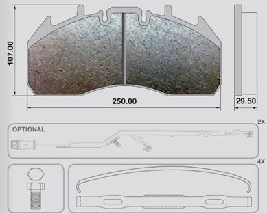 Колодки гальмівні 29174/29204/29219/29218 (MERITOR Elsa225-3)