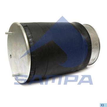 Пневморессора со стаканом в сборе (сталь) 725NP02, BPW, GIGANT (2 шп. М12 смещ. 20/1отв.-шт. М22) (d