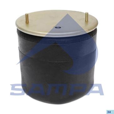Пневморессора со стаканом в сборе (сталь) 725NP03, ROR, GIGANT(2 шп. M12,1 штуц. M22х1.5мм) (d327x48