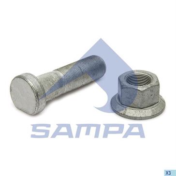 Болт М22x15x78 колеса с гайкой М22x15x27 SW32 SAF/ 3302115700  