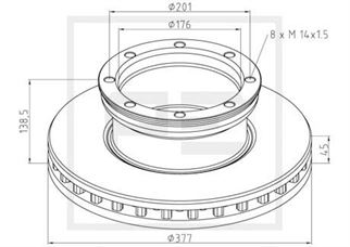 Диск гальмівний задній (D = 377мм) / 9754230612