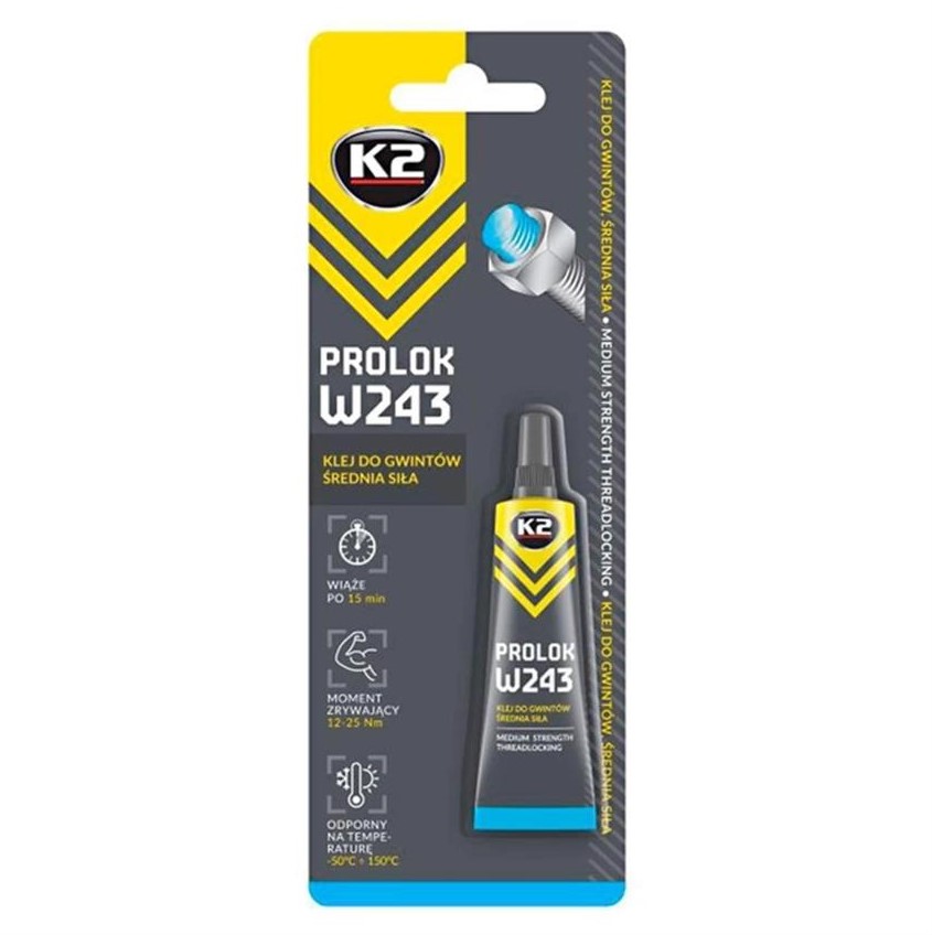 Клей-фіксатор для різьбових з'єднань K2 Prolok W243 синій 6 мл 
