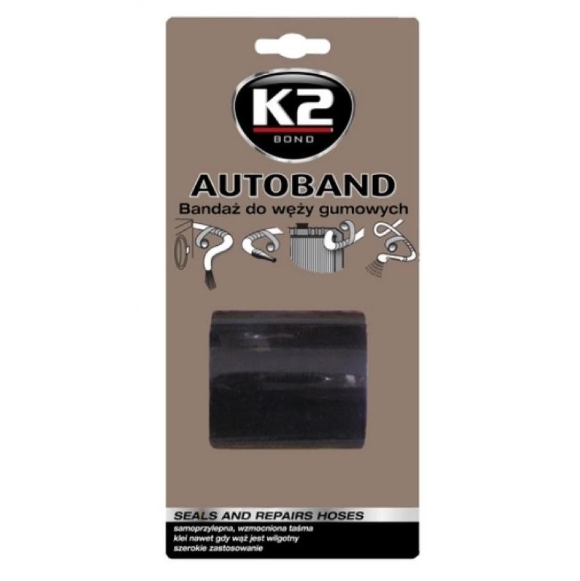 Стрічка клейка високотемпературна для ремонту гумових шлангів K2 Autoband чорна 5 см x 3 м 