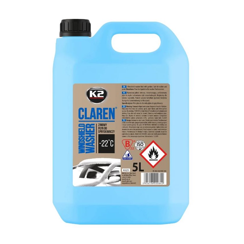 Омыватель стекла зимний K2 Claren Windshield Washer -22 ° С с нейтральным ароматом 5 л 