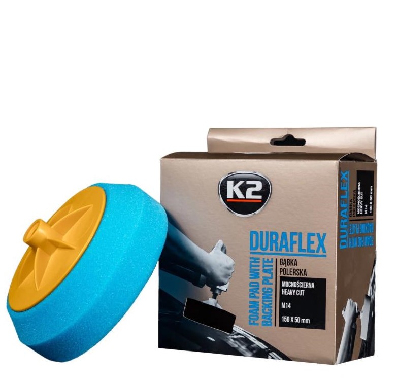 Губка для полірування K2 Duraflex на липучці блакитна 150 мм х 50 мм 