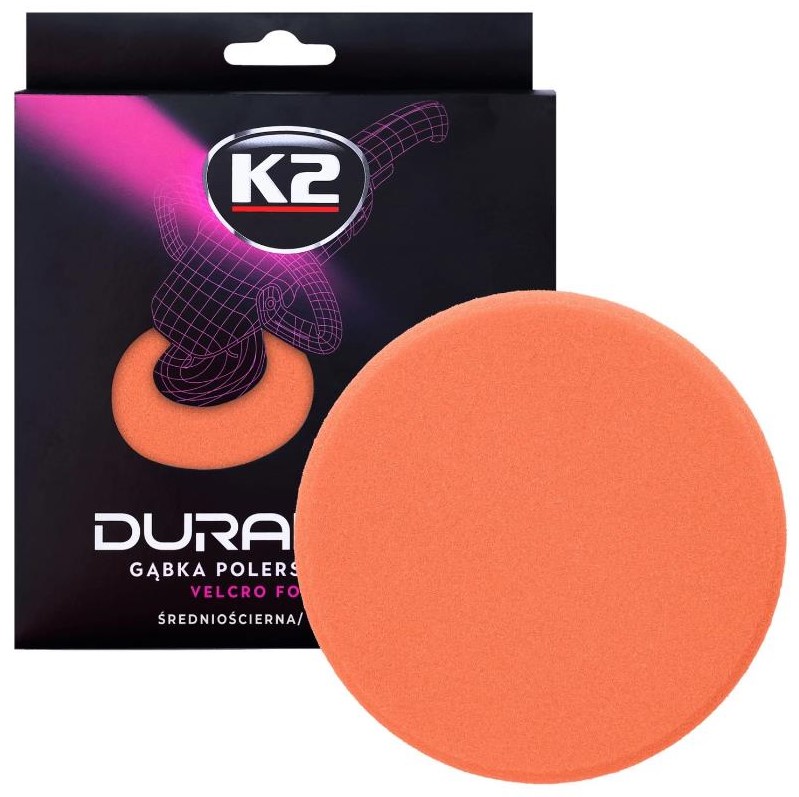 Губка для полірування K2 Duraflex на липучці помаранчева 150 мм х 25 мм 