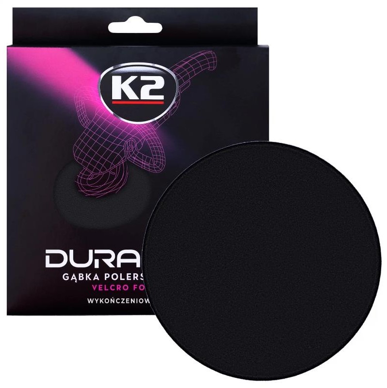 Губка для полірування K2 Duraflex на липучці чорна фінішна 150 мм х 25 мм 