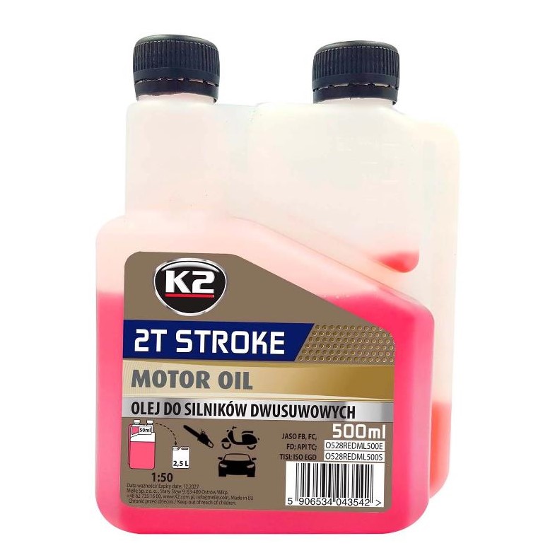Олива моторна K2 2T Stroke Oil Red 500 мл 
