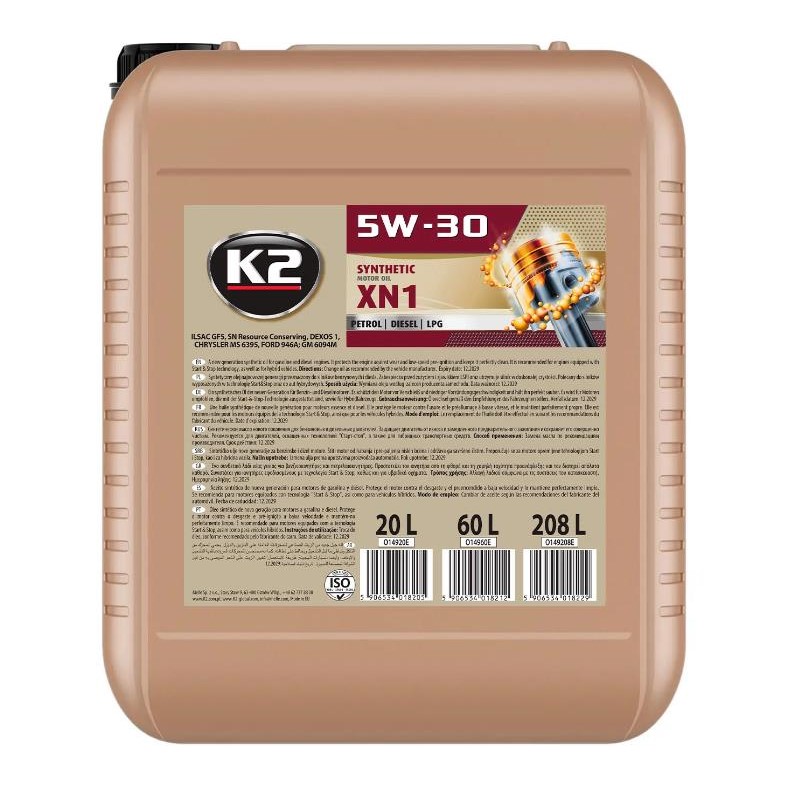 Олива моторна K2 Synthetic SN XN1 5W-30 20 л 