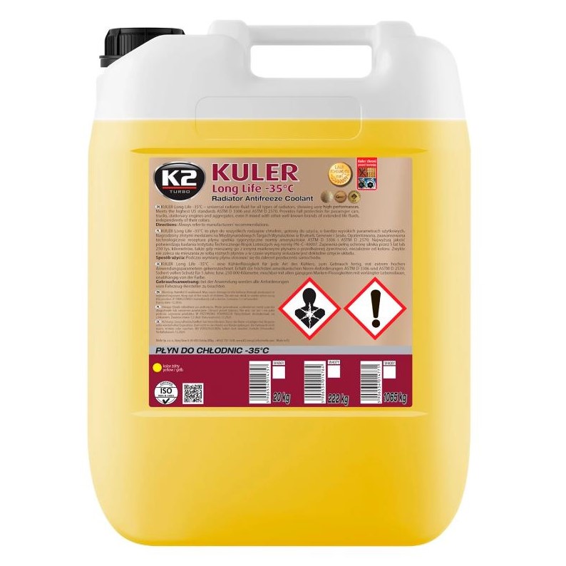 Рідина охолоджуюча K2 Kuler Long Life -35 °C G13 жовта 20 кг 