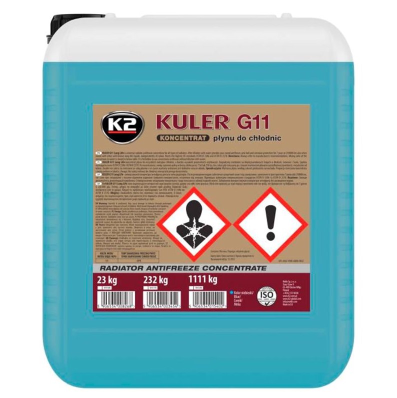 Жидкость охлаждающая K2 Kuler Long Life G11 голубая концентрат 23 кг 