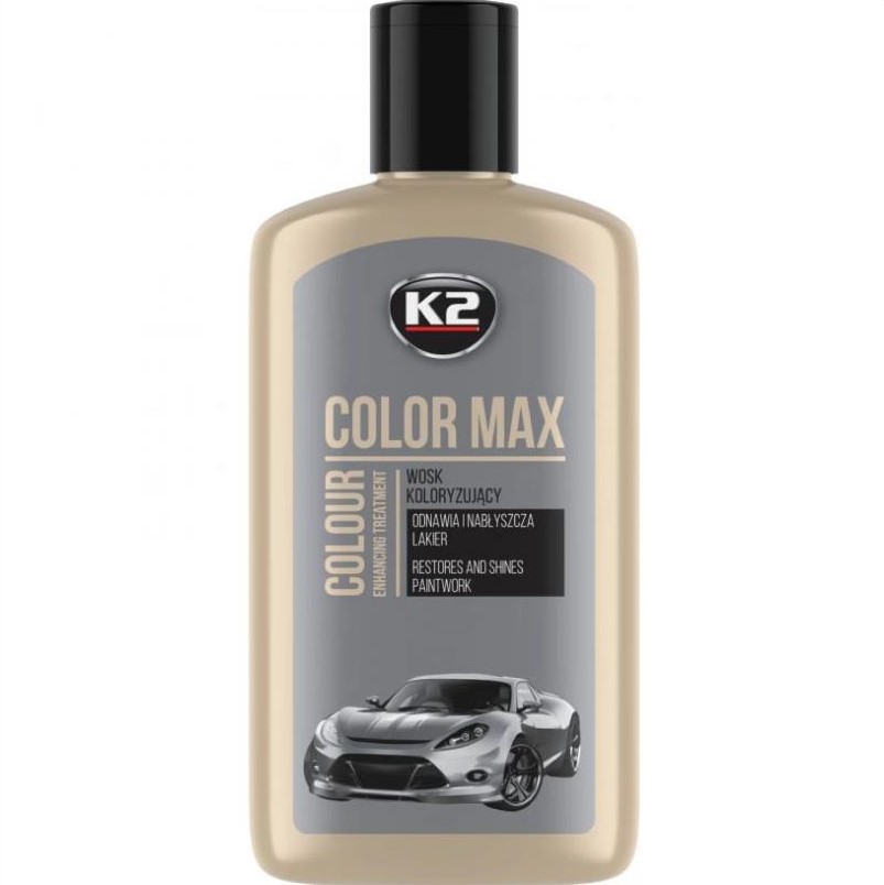 Поліроль восковий для кузова K2 Color Max сріблястий 250 мл 