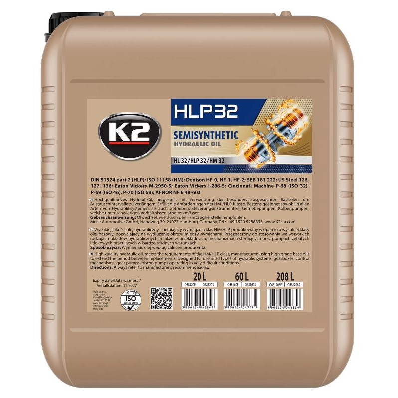 Масло гидравлическое K2 HLP 32 Hydraulic 20 л 