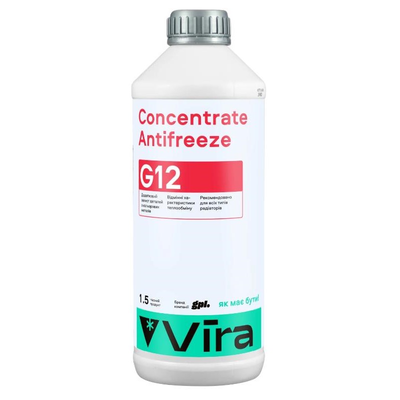 Жидкость охлаждающая VIRA Concentrate Antifreeze G12 красная концентрат 1,5л