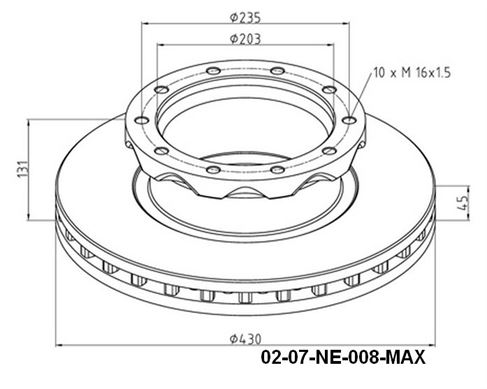 Диск гальмівний 430/203x45/131 / перед / лів / прав