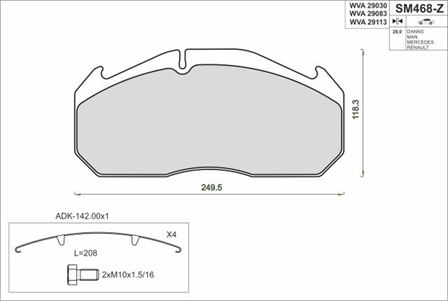 Колодки гальмівні 29030 MERITOR D3, D-Elsa1